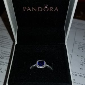 Pandora True Blue Crystal & Clear CZ ring